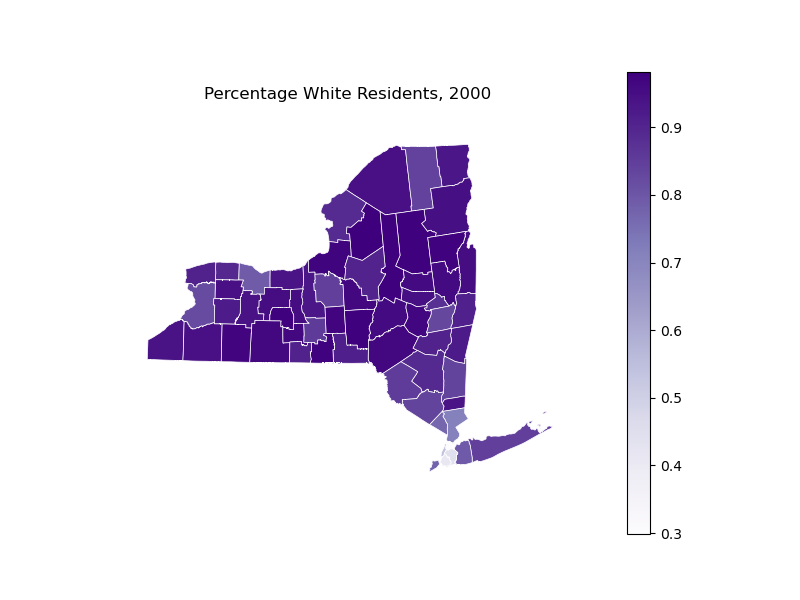 Percentage White Residents, 2000