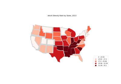 Cartogram of US states by obesity rate